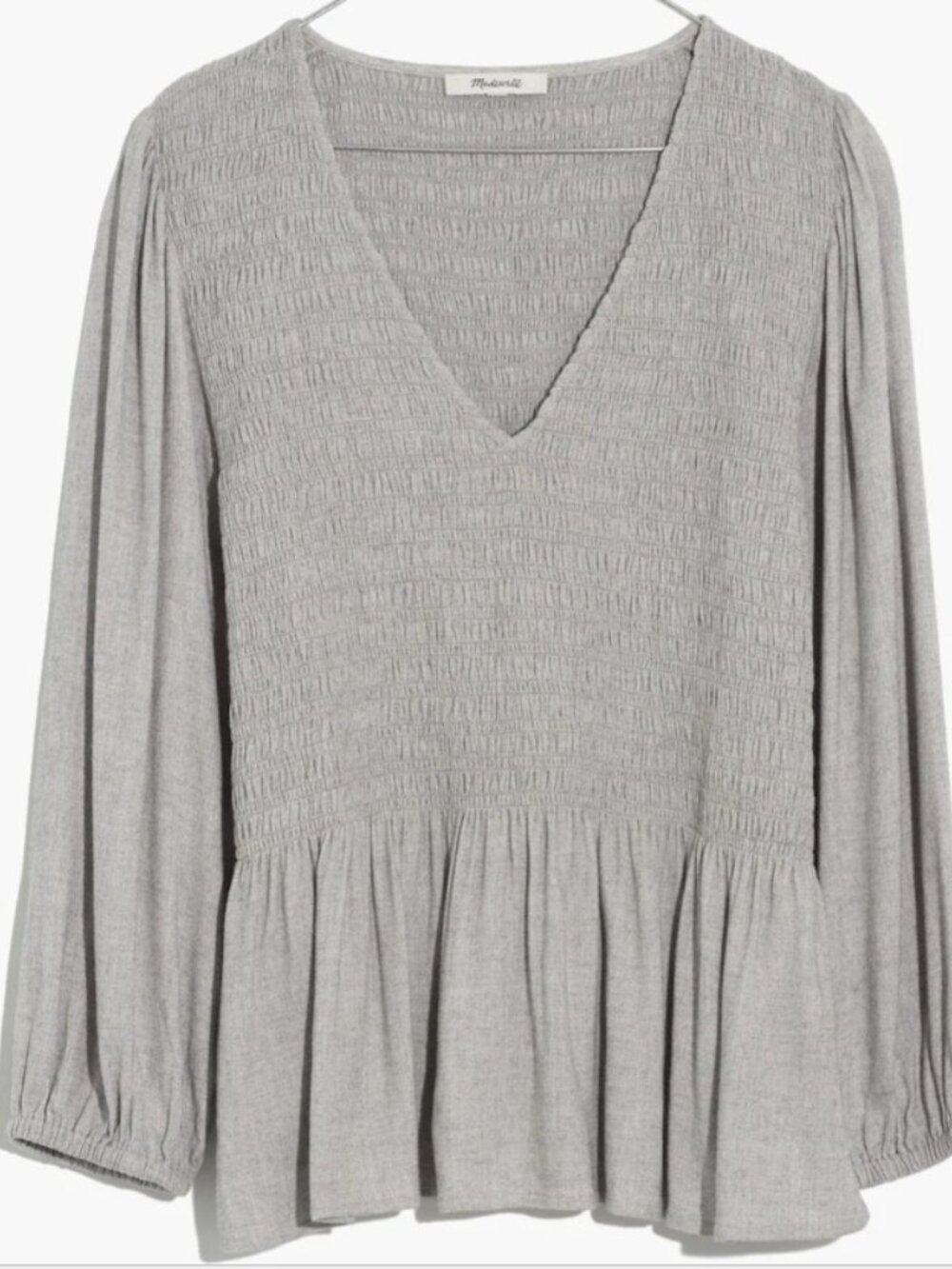 Madewell Lucie V-Neck Smocked Peplum Top